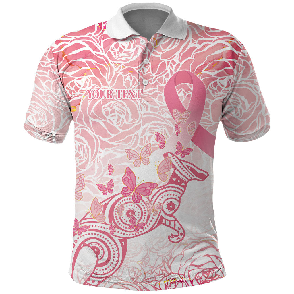 Australia Personalized Polo Shirt Breast Cancer Pink Ribbon - Marble Roses