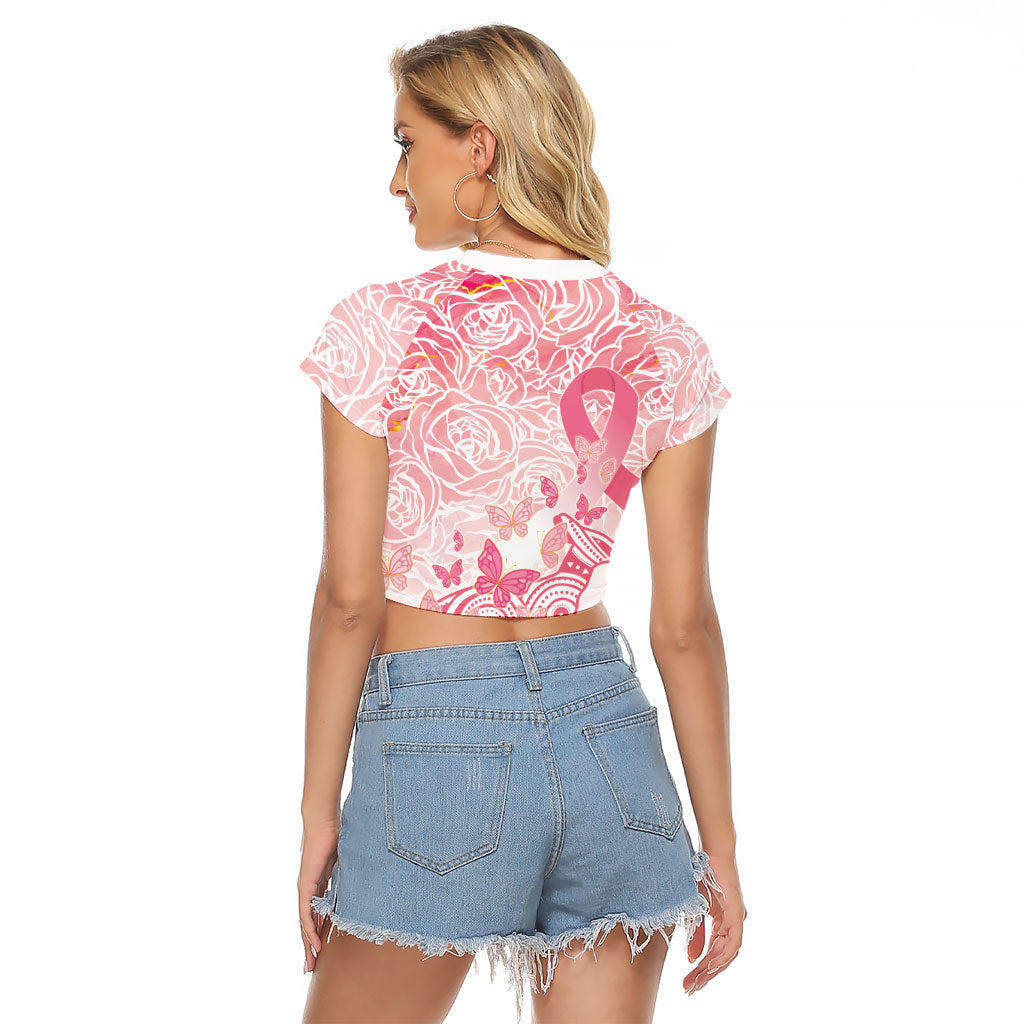 Australia Personalized Raglan Cropped T Shirt Breast Cancer Pink Ribbon - Marble Roses
