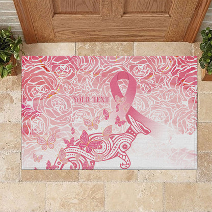 Australia Personalized Rubber Doormat Breast Cancer Pink Ribbon - Marble Roses