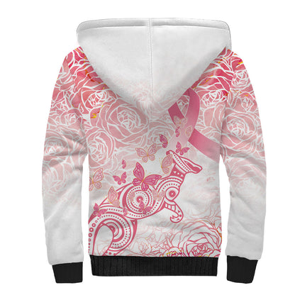 Australia Personalized Sherpa Hoodie Breast Cancer Pink Ribbon - Marble Roses