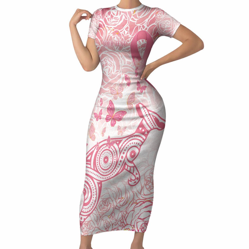Australia Personalized Short Sleeve Bodycon Dress Breast Cancer Pink Ribbon - Marble Roses