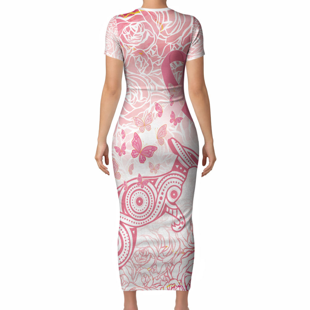 Australia Personalized Short Sleeve Bodycon Dress Breast Cancer Pink Ribbon - Marble Roses