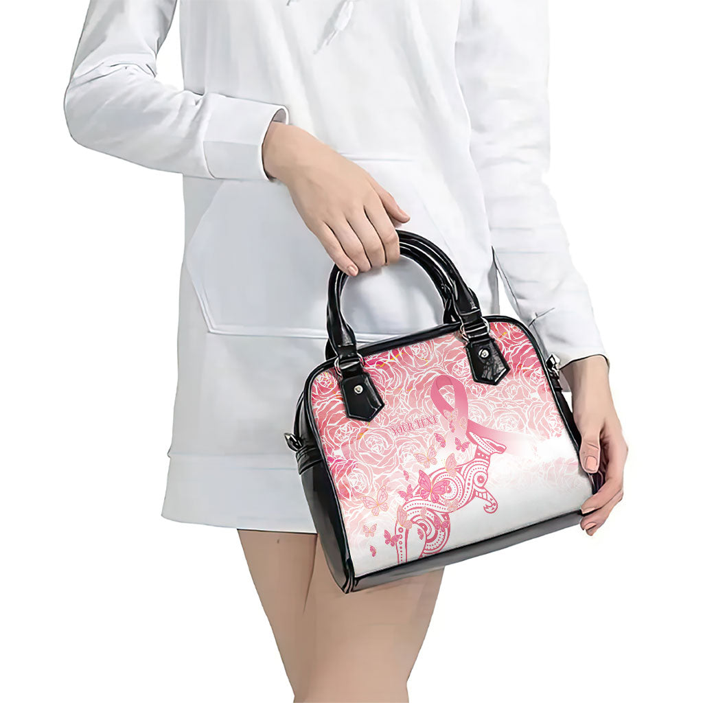Australia Personalized Shoulder Handbag Breast Cancer Pink Ribbon - Marble Roses