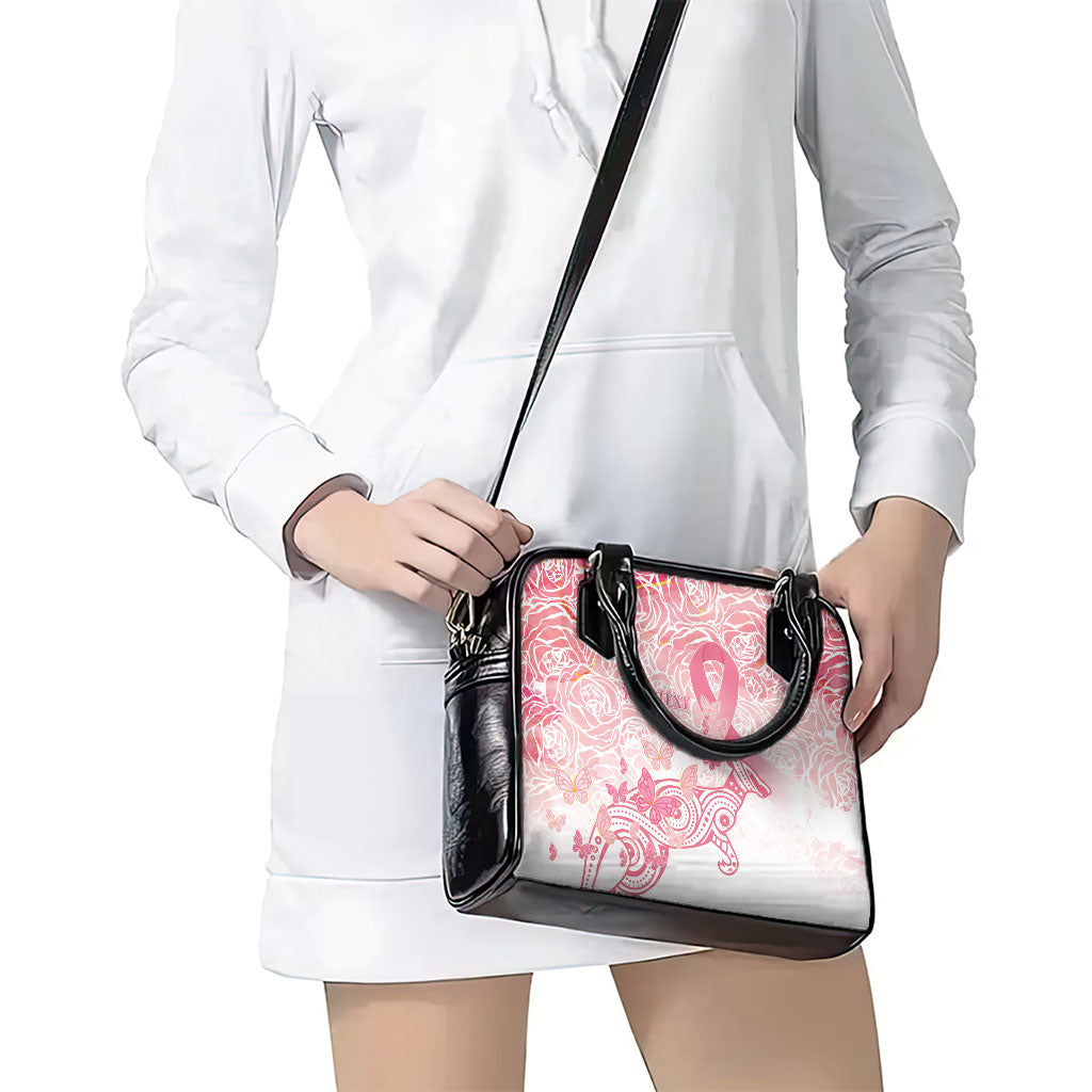 Australia Personalized Shoulder Handbag Breast Cancer Pink Ribbon - Marble Roses