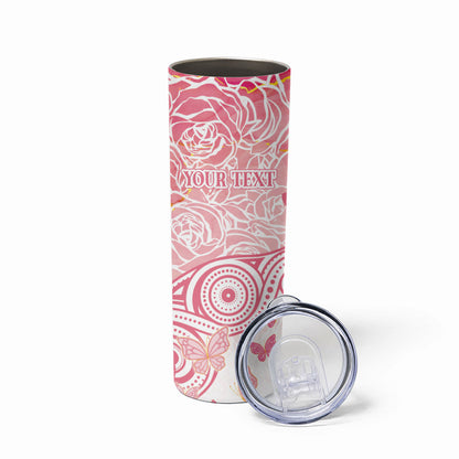Australia Personalized Skinny Tumbler Breast Cancer Pink Ribbon - Marble Roses