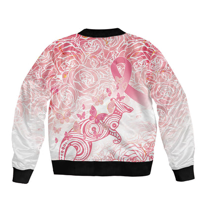 Australia Personalized Sleeve Zip Bomber Jacket Breast Cancer Pink Ribbon - Marble Roses