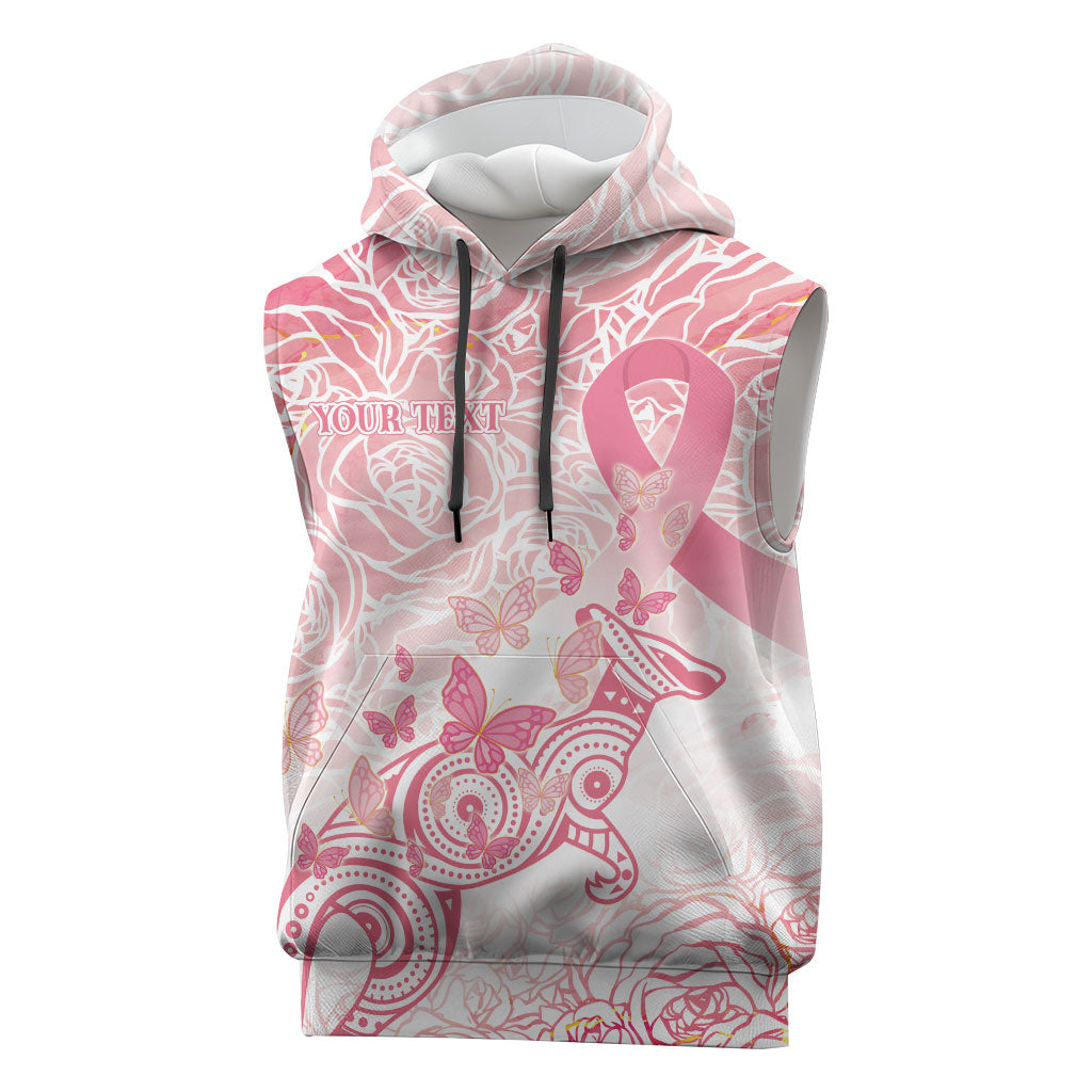 Australia Personalized Sleeveless Hoodie Breast Cancer Pink Ribbon - Marble Roses