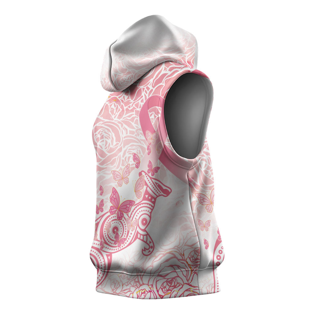 Australia Personalized Sleeveless Hoodie Breast Cancer Pink Ribbon - Marble Roses