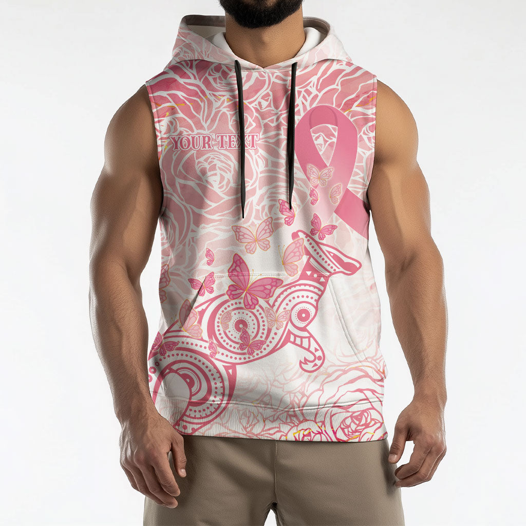 Australia Personalized Sleeveless Hoodie Breast Cancer Pink Ribbon - Marble Roses
