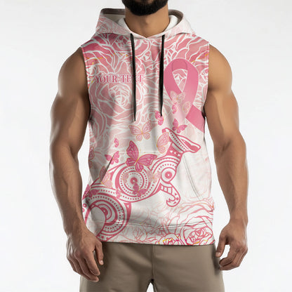 Australia Personalized Sleeveless Hoodie Breast Cancer Pink Ribbon - Marble Roses