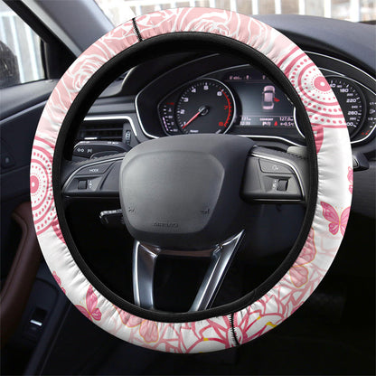 Australia Steering Wheel Cover Breast Cancer Pink Ribbon - Marble Roses