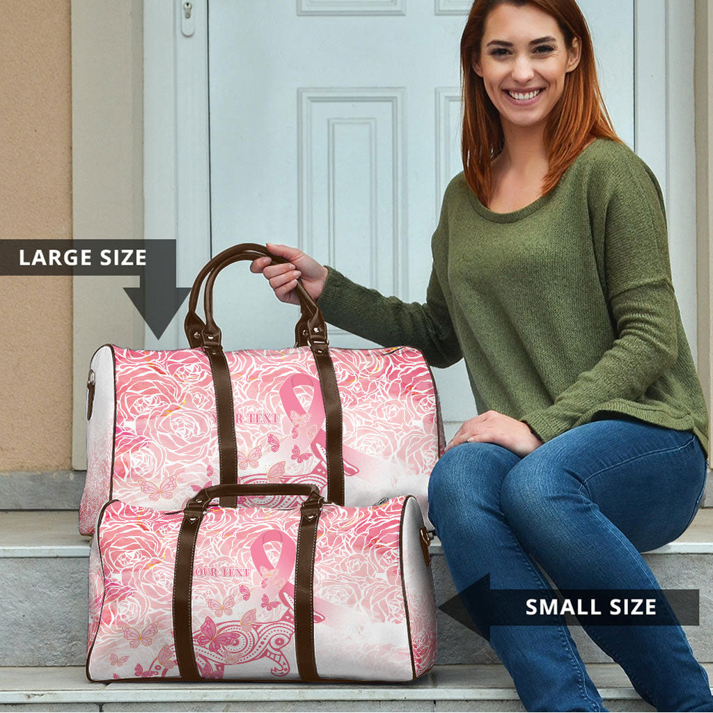 Australia Personalized Travel Bag Breast Cancer Pink Ribbon - Marble Roses