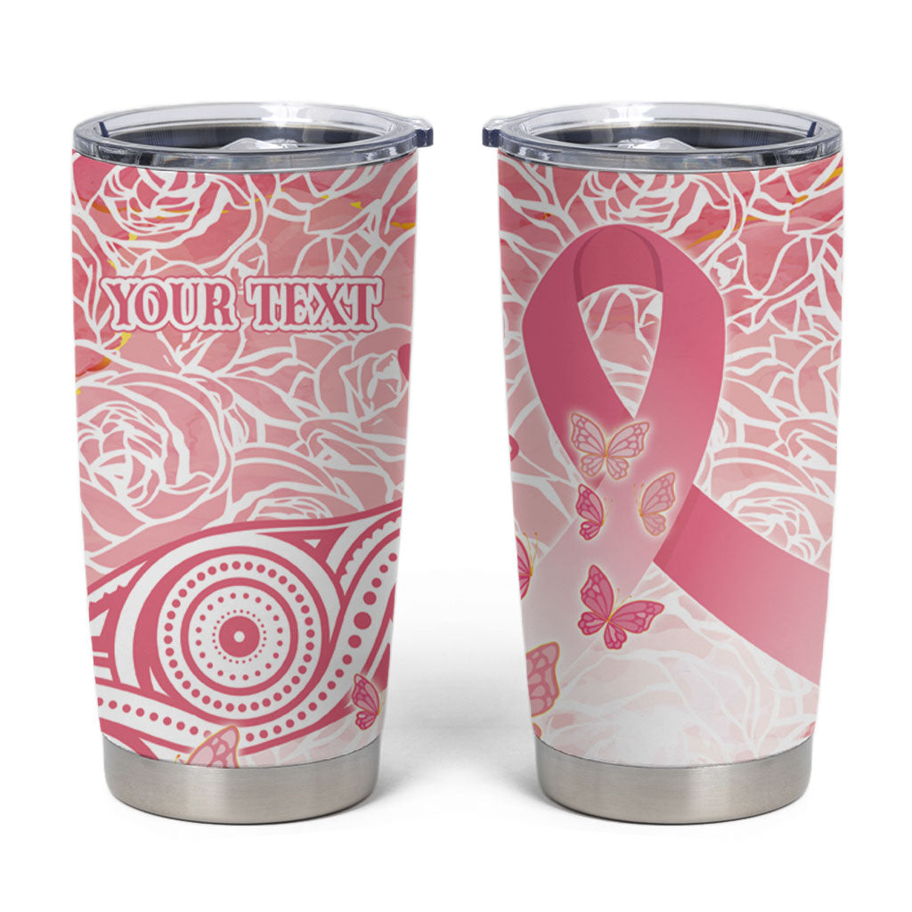 Australia Personalized Tumbler Cup Breast Cancer Pink Ribbon - Marble Roses
