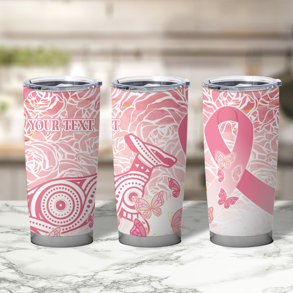 Australia Personalized Tumbler Cup Breast Cancer Pink Ribbon - Marble Roses
