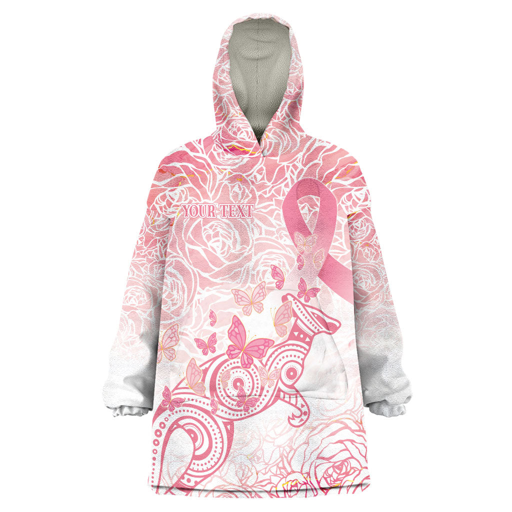Australia Personalized Wearable Blanket Hoodie Breast Cancer Pink Ribbon - Marble Roses