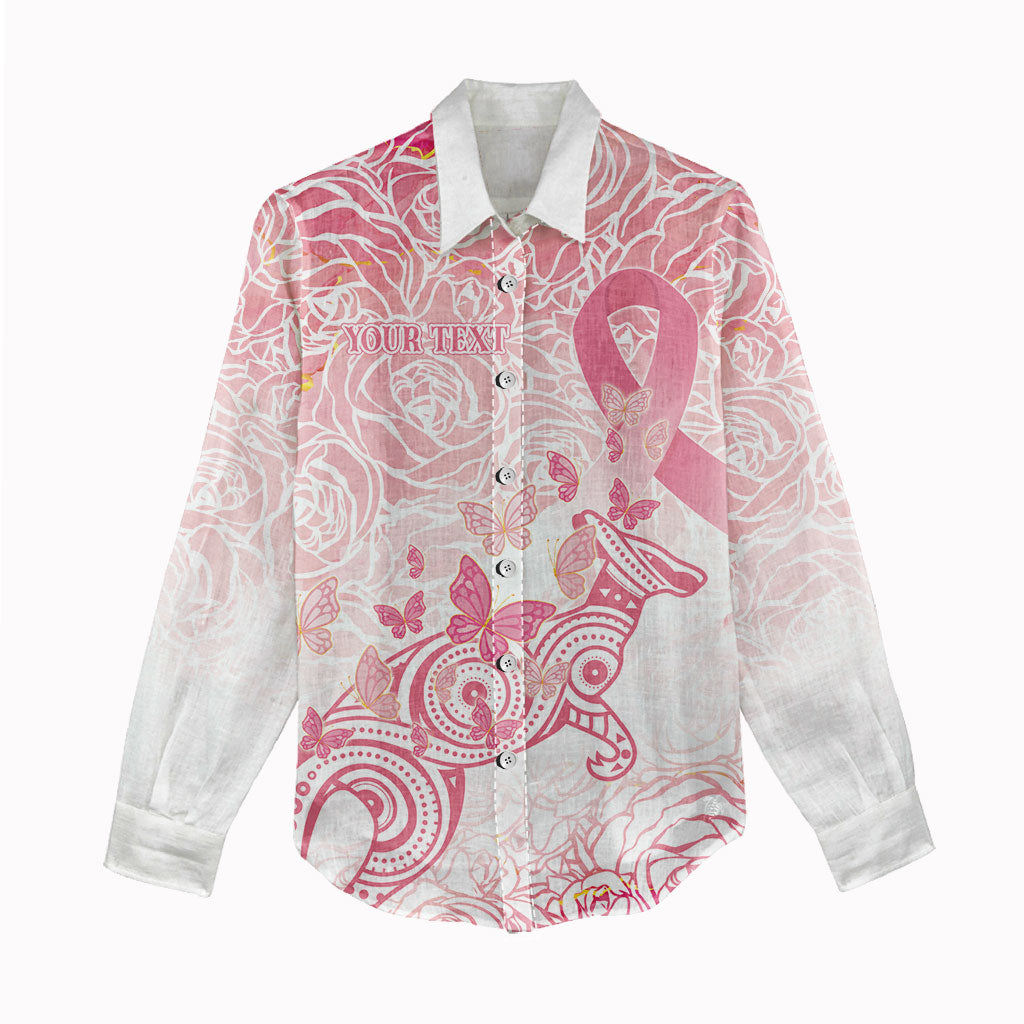 Australia Personalized Women Casual Shirt Breast Cancer Pink Ribbon - Marble Roses
