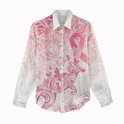 Australia Personalized Women Casual Shirt Breast Cancer Pink Ribbon - Marble Roses