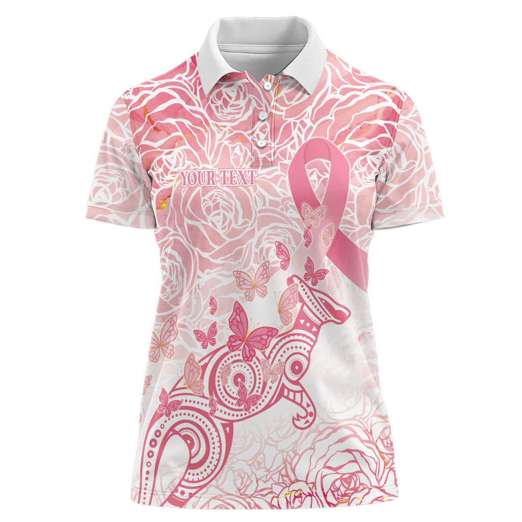 Australia Personalized Women Polo Shirt Breast Cancer Pink Ribbon - Marble Roses