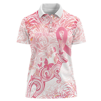 Australia Personalized Women Polo Shirt Breast Cancer Pink Ribbon - Marble Roses