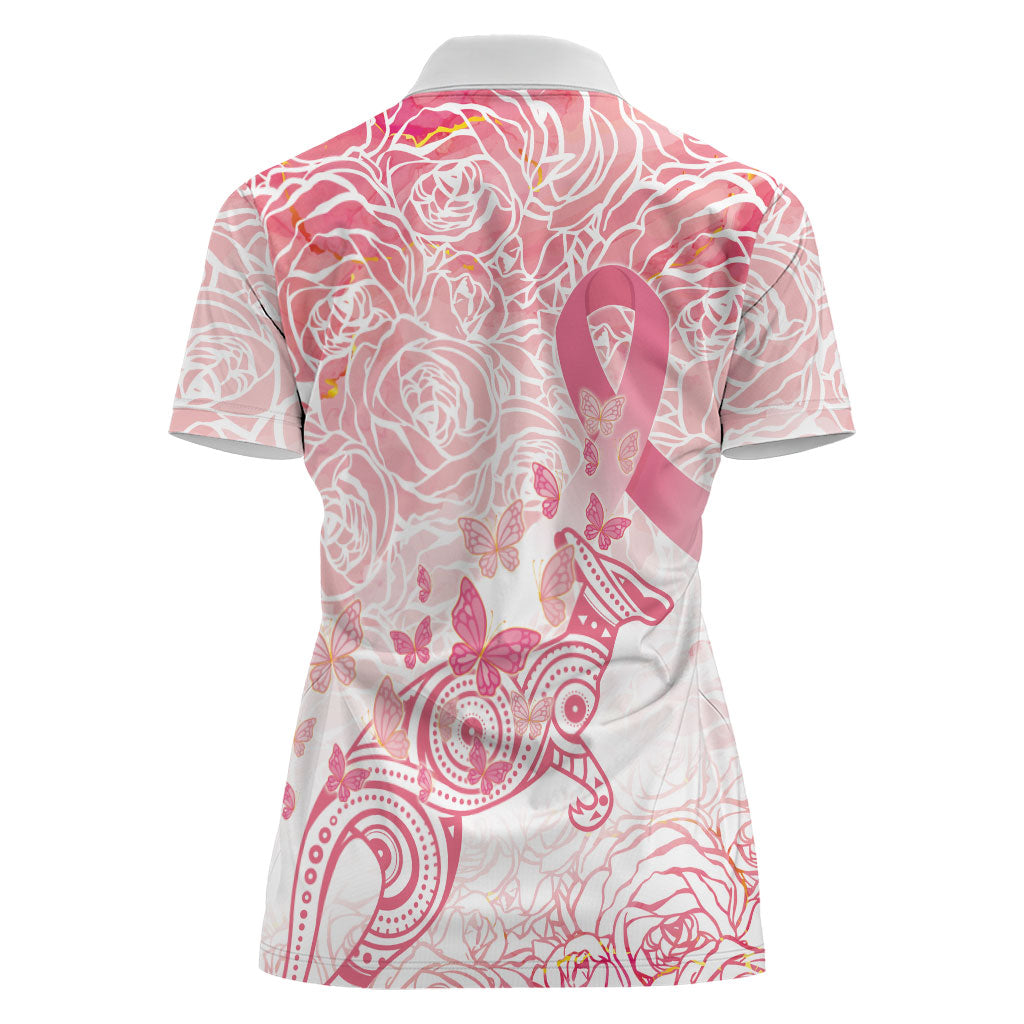 Australia Personalized Women Polo Shirt Breast Cancer Pink Ribbon - Marble Roses