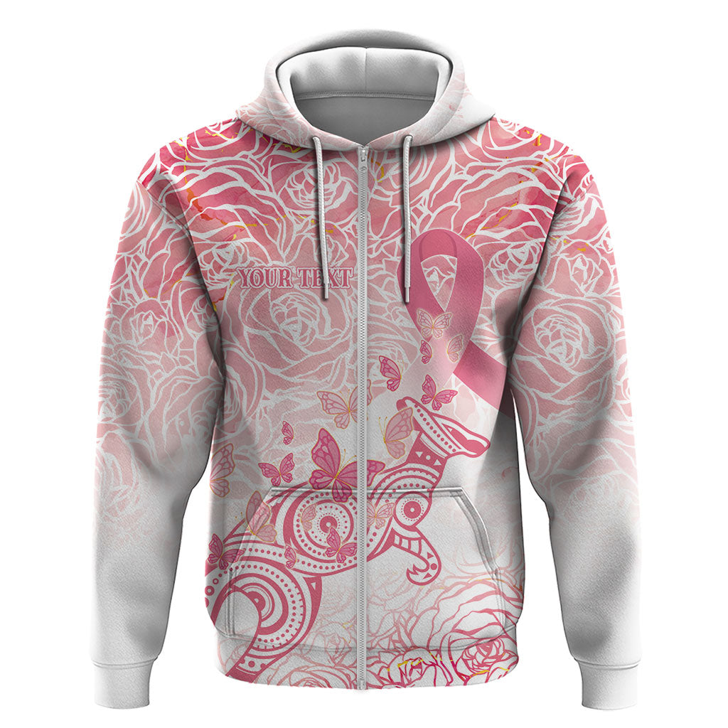 Australia Personalized Zip Hoodie Breast Cancer Pink Ribbon - Marble Roses