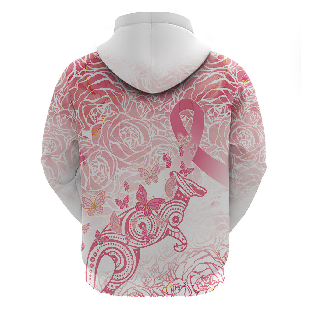 Australia Personalized Zip Hoodie Breast Cancer Pink Ribbon - Marble Roses