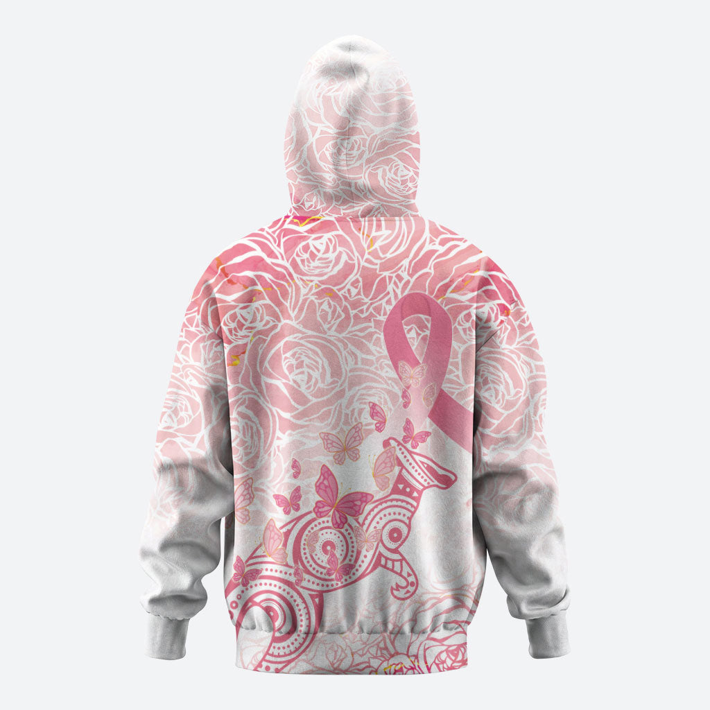 Australia Personalized Zip Hoodie Breast Cancer Pink Ribbon - Marble Roses