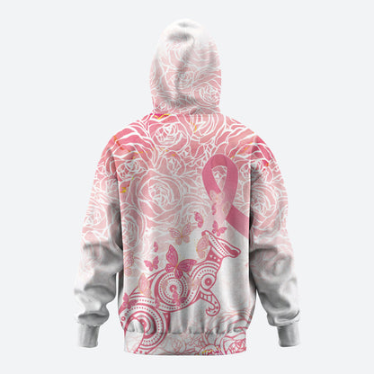 Australia Personalized Zip Hoodie Breast Cancer Pink Ribbon - Marble Roses