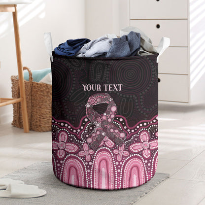 Australia Indigenous Personalized Laundry Basket Aboriginal Pink Ribbon Art