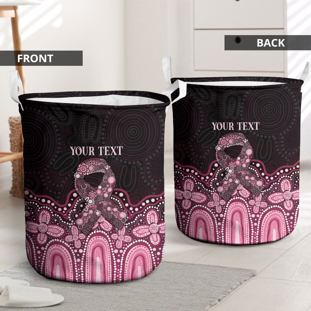 Australia Indigenous Personalized Laundry Basket Aboriginal Pink Ribbon Art