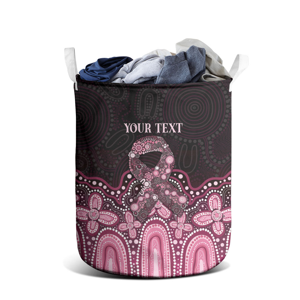 Australia Indigenous Personalized Laundry Basket Aboriginal Pink Ribbon Art
