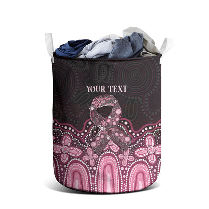 Australia Indigenous Personalized Laundry Basket Aboriginal Pink Ribbon Art