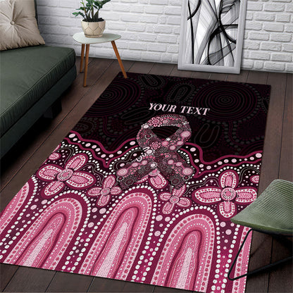 Australia Indigenous Personalized Area Rug Aboriginal Pink Ribbon Art
