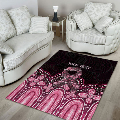Australia Indigenous Personalized Area Rug Aboriginal Pink Ribbon Art