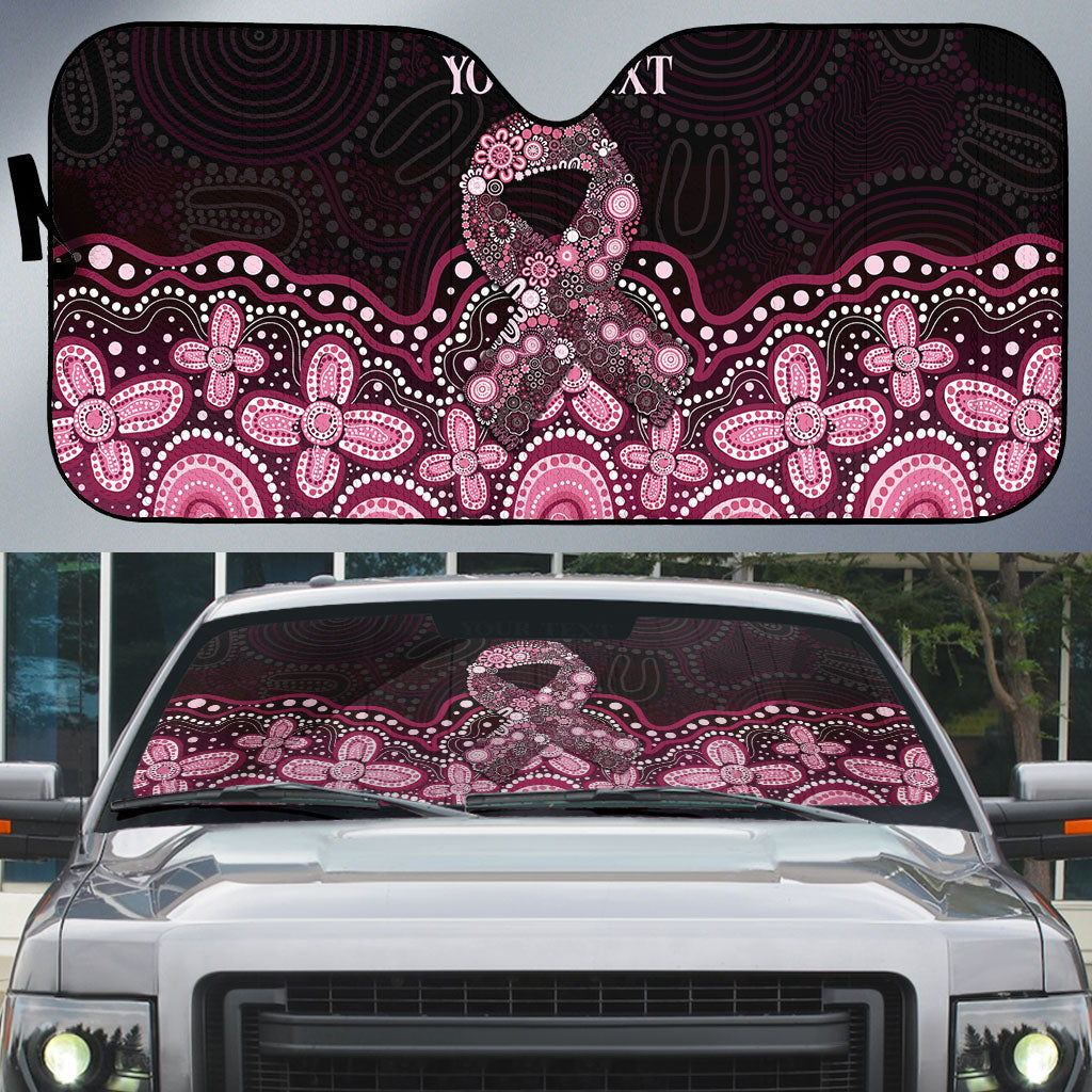 Australia Indigenous Personalized Auto Sun Shade Aboriginal Pink Ribbon Art