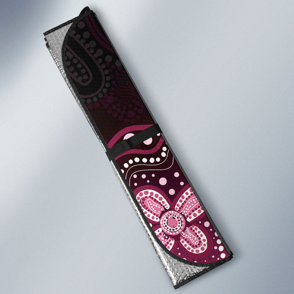Australia Indigenous Personalized Auto Sun Shade Aboriginal Pink Ribbon Art