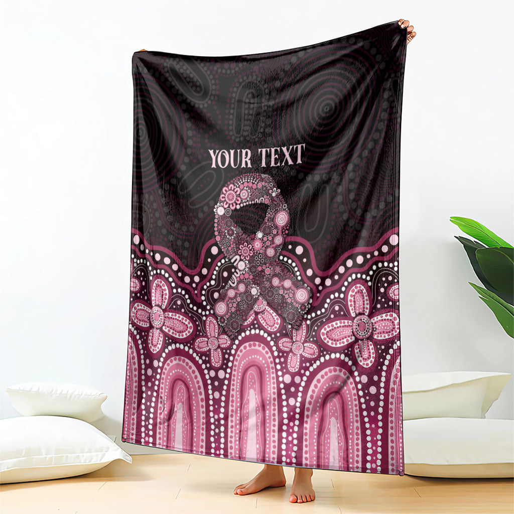 Australia Indigenous Personalized Blanket Aboriginal Pink Ribbon Art