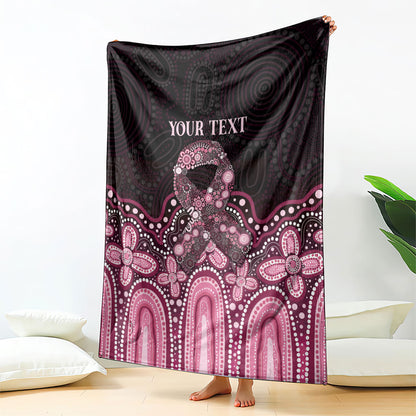 Australia Indigenous Personalized Blanket Aboriginal Pink Ribbon Art