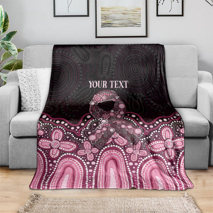 Australia Indigenous Personalized Blanket Aboriginal Pink Ribbon Art
