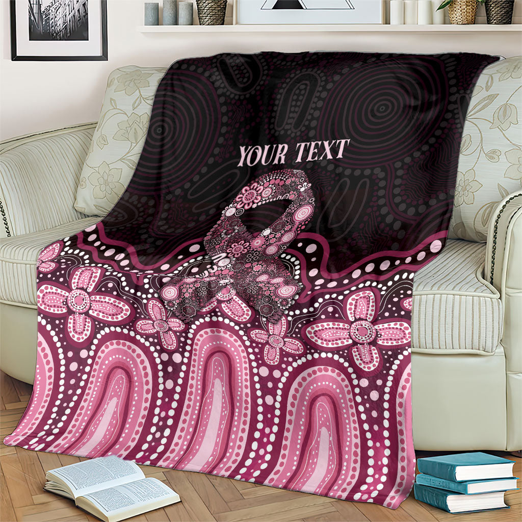 Australia Indigenous Personalized Blanket Aboriginal Pink Ribbon Art