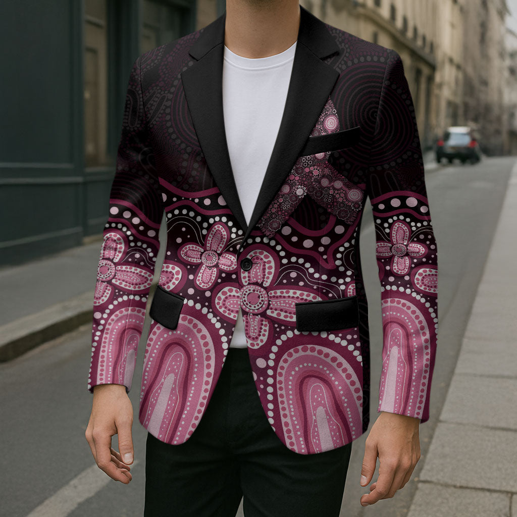 Australia Indigenous Personalized Blazer Aboriginal Pink Ribbon Art