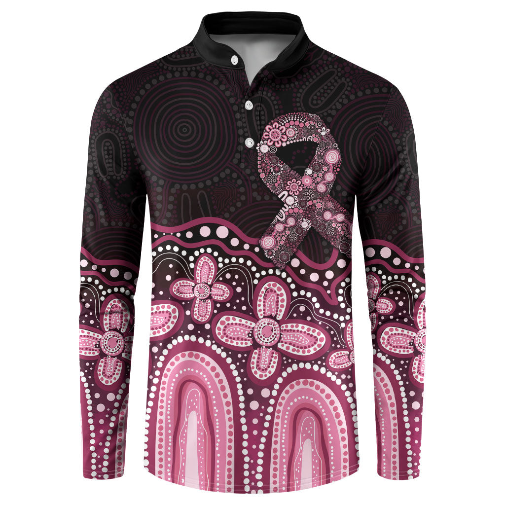 Australia Indigenous Personalized Button Sweatshirt Aboriginal Pink Ribbon Art