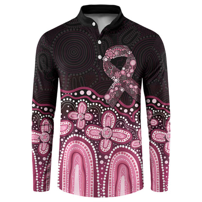 Australia Indigenous Personalized Button Sweatshirt Aboriginal Pink Ribbon Art