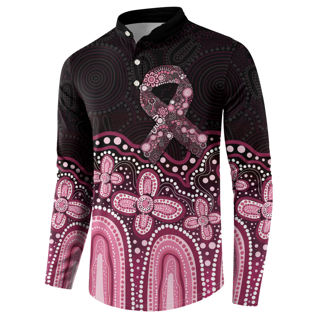 Australia Indigenous Personalized Button Sweatshirt Aboriginal Pink Ribbon Art