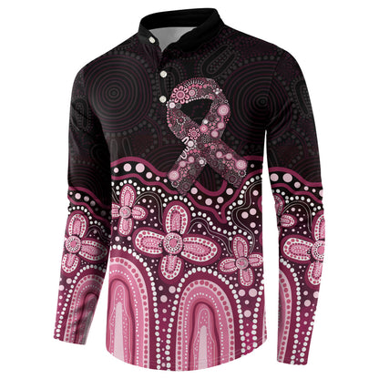Australia Indigenous Personalized Button Sweatshirt Aboriginal Pink Ribbon Art
