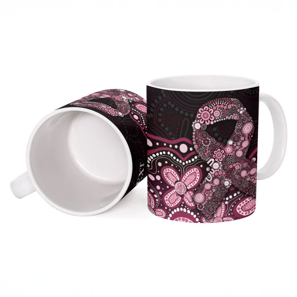 Australia Indigenous Personalized Ceramic Mug Aboriginal Pink Ribbon Art