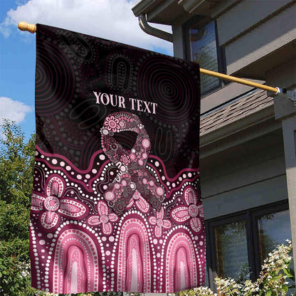 Australia Indigenous Personalized Garden Flag Aboriginal Pink Ribbon Art