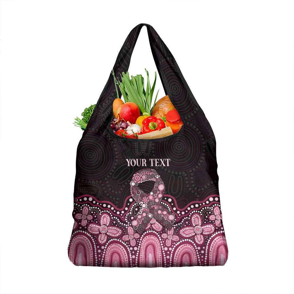 Australia Indigenous Personalized Grocery Bag Aboriginal Pink Ribbon Art
