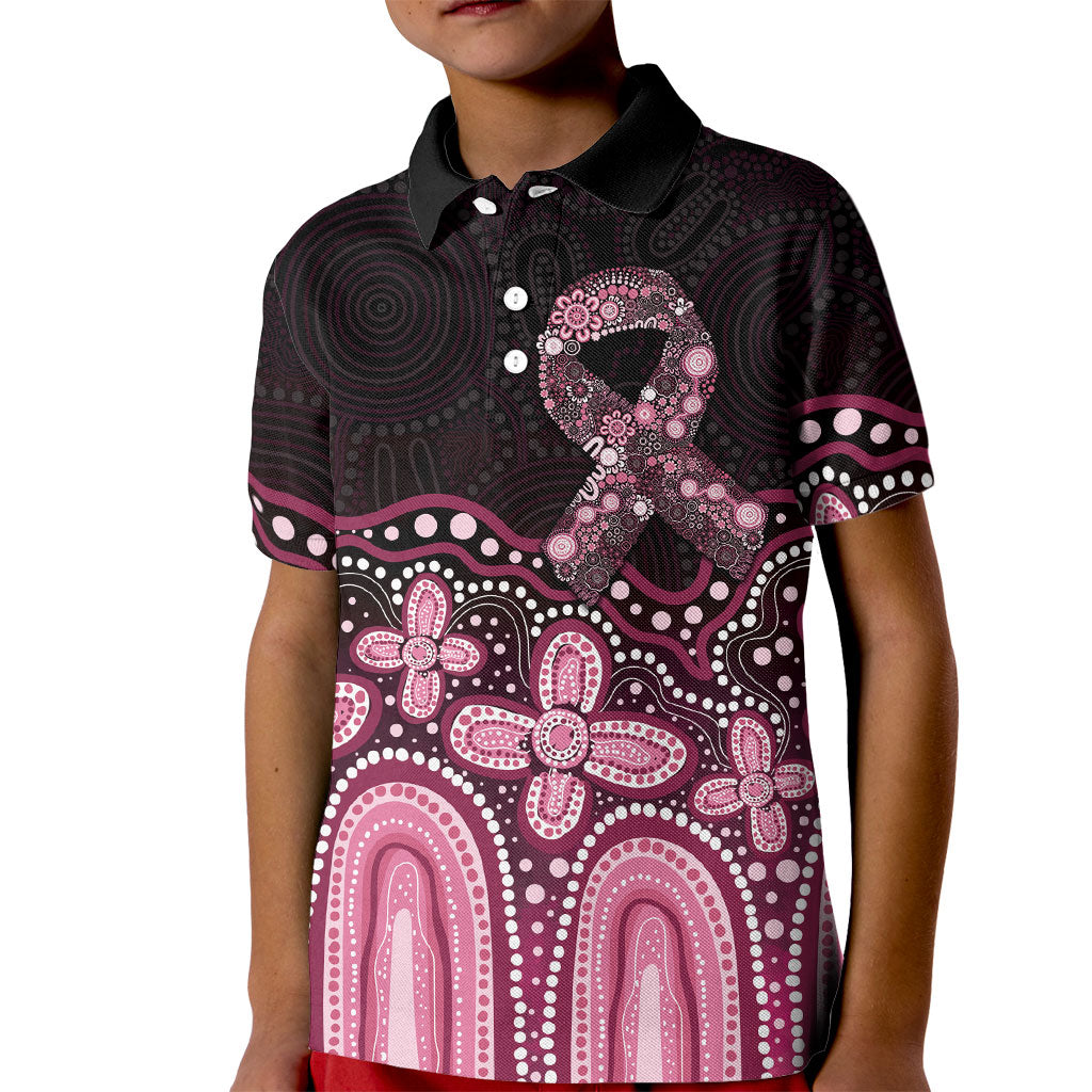 Australia Indigenous Personalized Kid Polo Shirt Aboriginal Pink Ribbon Art