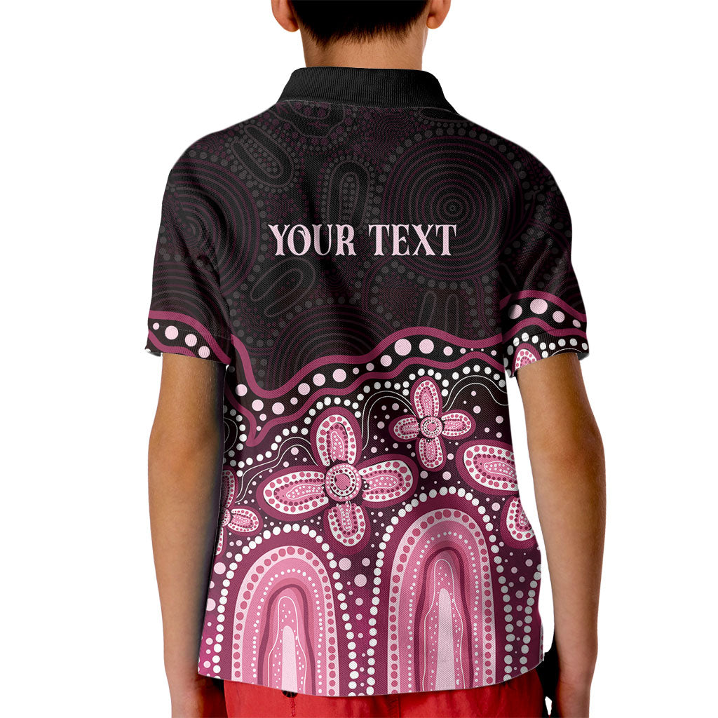 Australia Indigenous Personalized Kid Polo Shirt Aboriginal Pink Ribbon Art